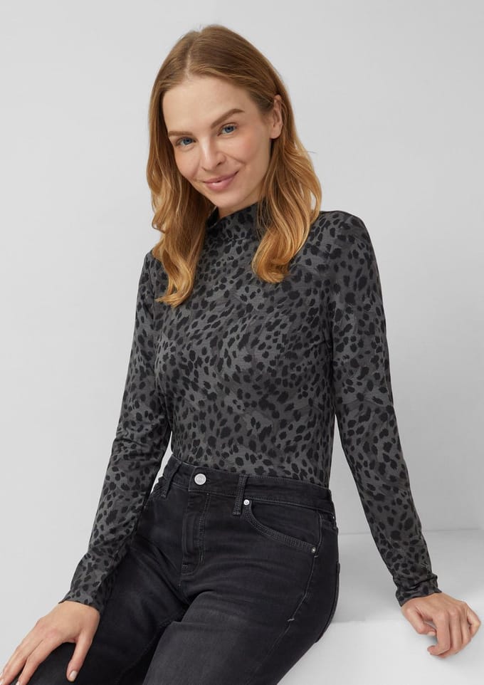s.Oliver - female - Slim fit jersey overhemd met opstaande kraag