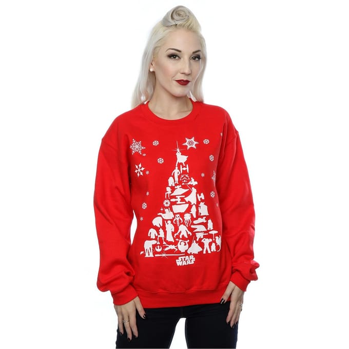 Star Wars Dames/Dames Kerstboom Sweatshirt (Rood)