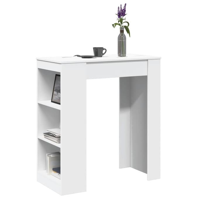 vidaXL - Bartafel - met - rekken - 95x47x103,5 - cm - bewerkt - hout - wit