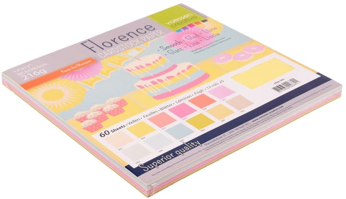 Vaessen Creative Cardstock - Paaskleuren - 30,5 x 30,5 cm - 60 vellen - Glad - 216 g