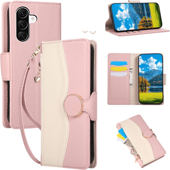 TwoTone Samsung Galaxy A57 Zipper Boek Hoesje Roze