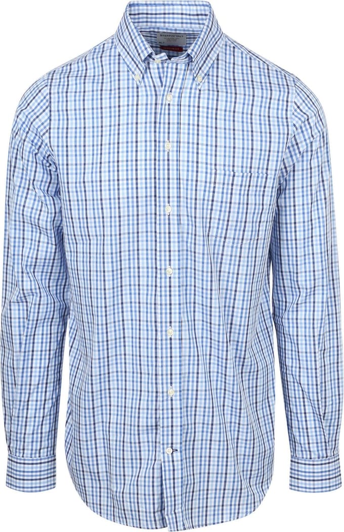 Steppin' Out Extra Lange Mouwen Overhemd Ruit Blauw - Maat M - Heren