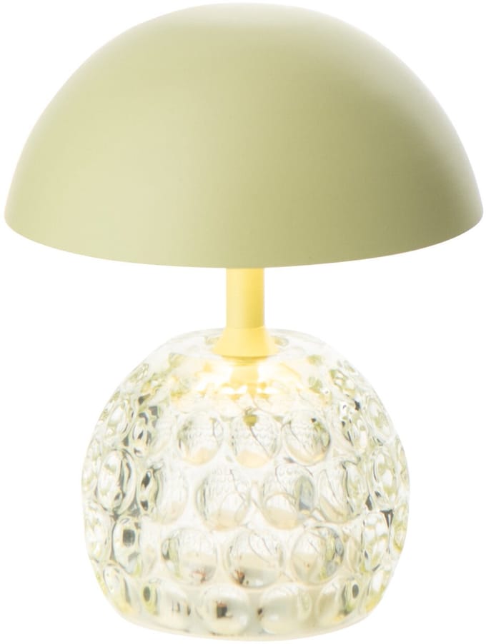 J-Line lamp Champignon - ijzer/glas - lichtgroen - LED lichtjes