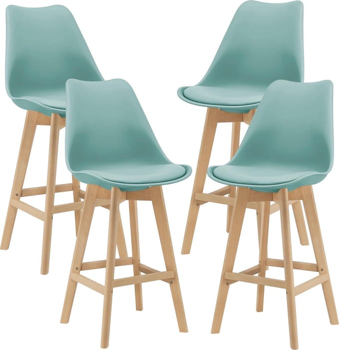 Barkruk set van 4 kunstleer en beuken 105x48x58 cm mint