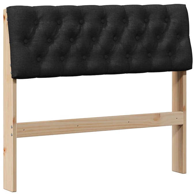 vidaXL Gestoffeerd hoofdbord Zwart 90 cm Massief grenenhout