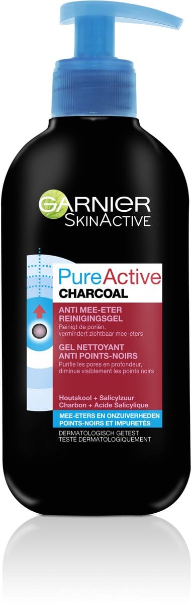 Garnier SkinActive Fure Active 3-in-1 Charcoal Gezichtsreiniger - 200 ml - Anti mee-eters