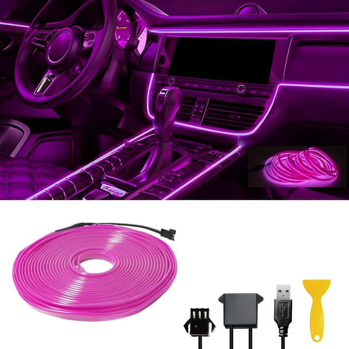 Led Strip - Neon Verlichting - Auto Interieur - USB 5V - 5 Meter - Paars