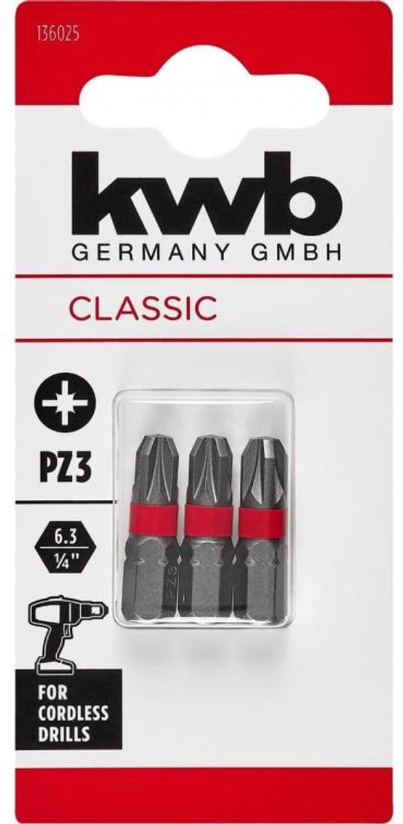 KWB Classic bitjes - PZ3 - 25mm - 3 stuks