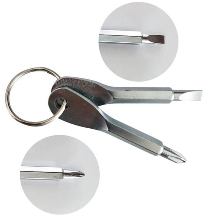 Schroevendraaierset 2-delig (Plat + Kruis) met Sleutelhanger - Compacte Schroevendraaiers voor Onderweg