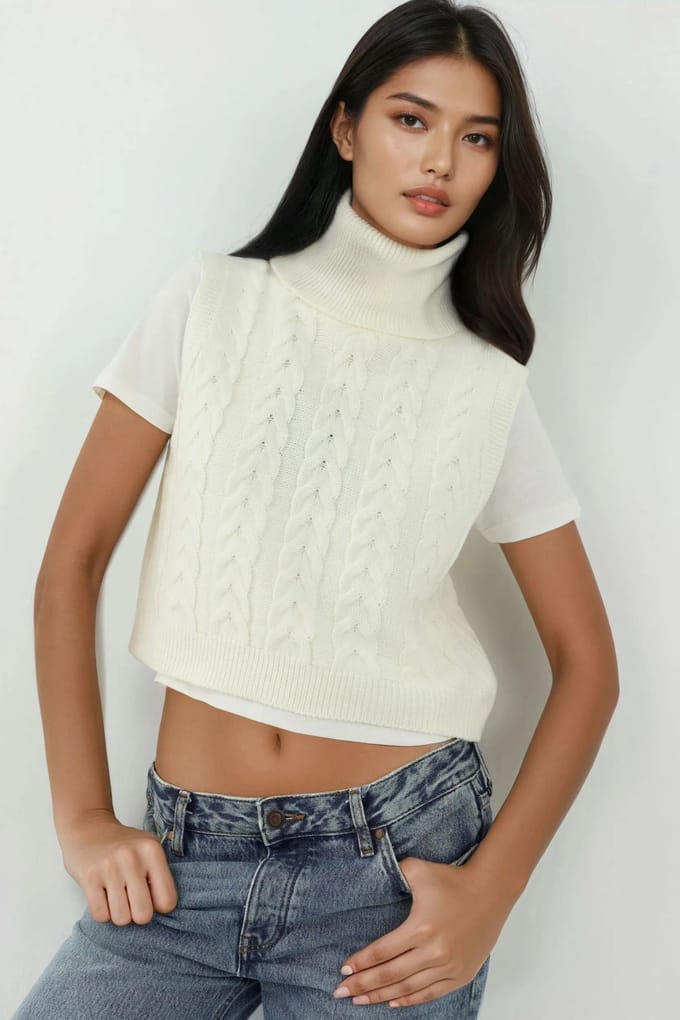 Coltrui Gebreide Sweater Vest met Haar Vlecht Patroon