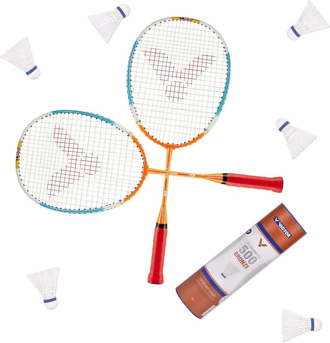 Badminton Starter Set met 2 Kinderrackets en 6 Badmintonspeeltjes