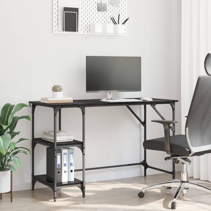 vidaXL Bureau Zwart Eiken 120 x 50 x 75 cm Bewerkt hout