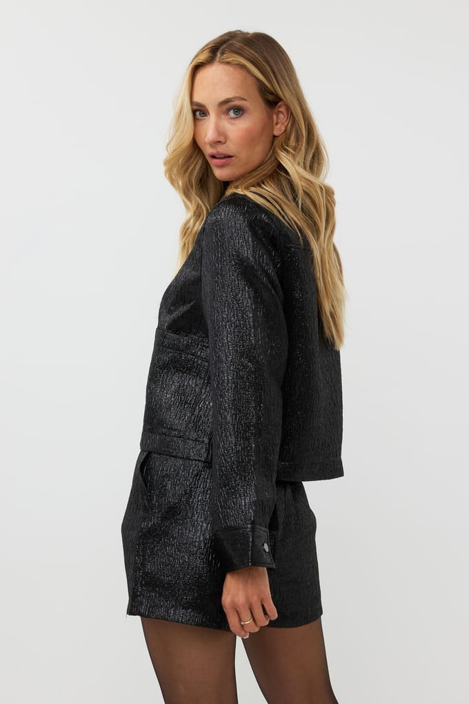 EsQualo Blazer Metallic Black Größe: 36 | Blazer Outlet | Damen | Schwarz