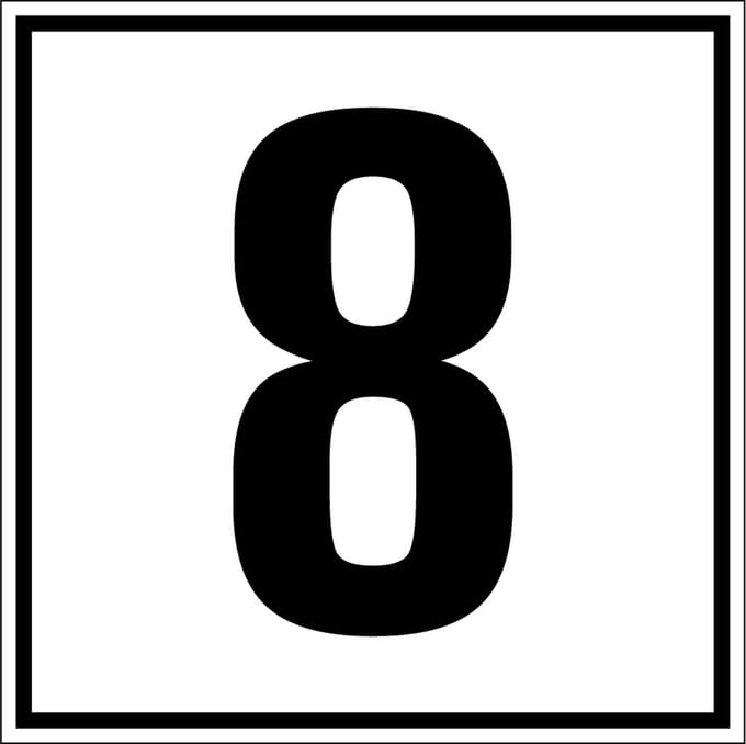 Cijfer sticker 0-9, per stuk Cijfer 8 100 x 100 mm