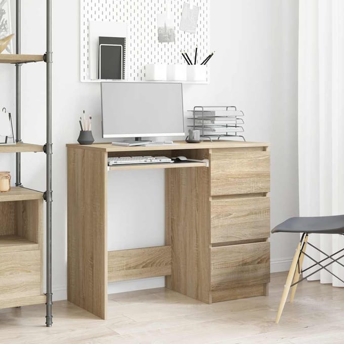 vidaXL - Bureau - 90x45x76 - cm - bewerkt - hout - sonoma - eikenkleurig
