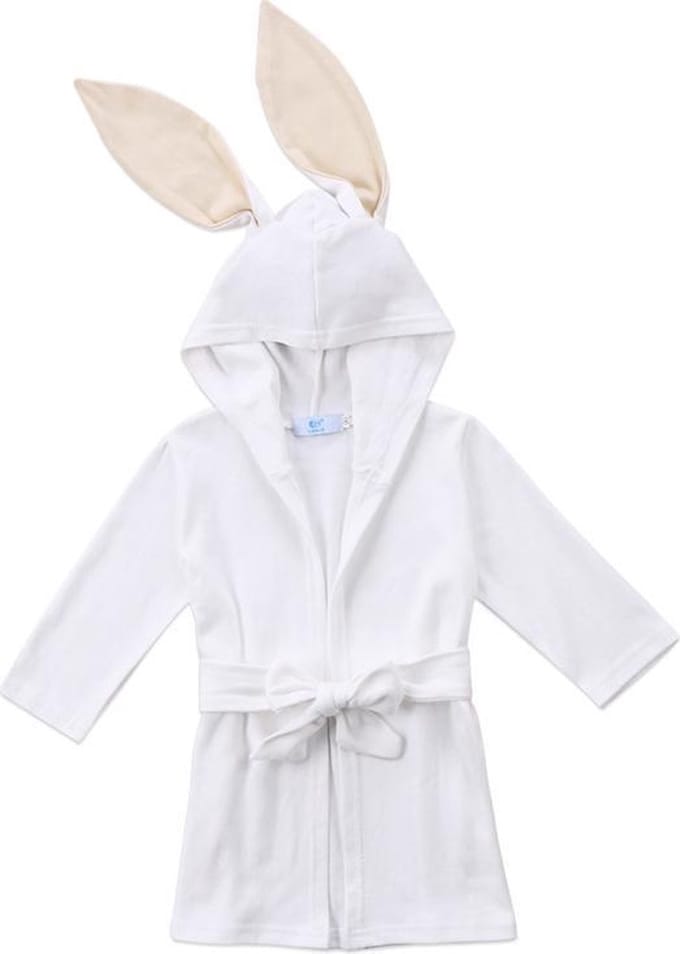 New Age Devi - Baby badjas, wit, konijn, sinterklaas, kerst, kado, cadeau, present