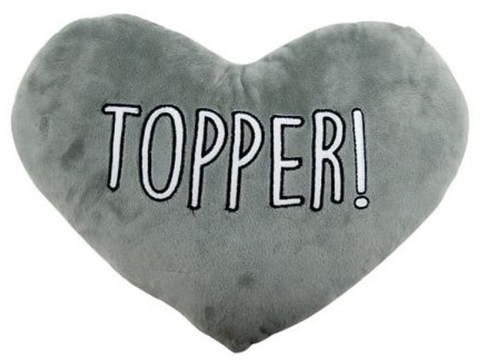Kussen - hart - Topper - Knuffelhart - 35 cm - grijs