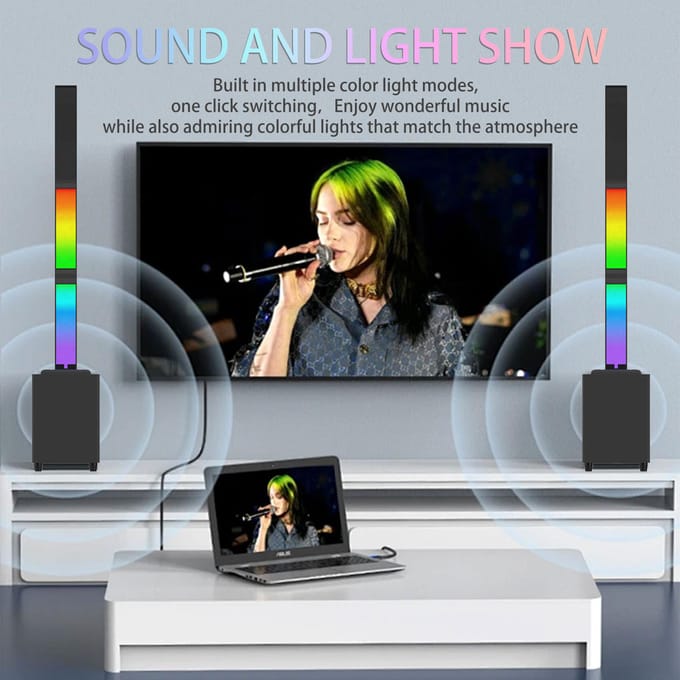 BT Draadloze Speaker met Subwoofer RGB Sfeerverlichting Karaoke Machine met Microfooningang Huis EU