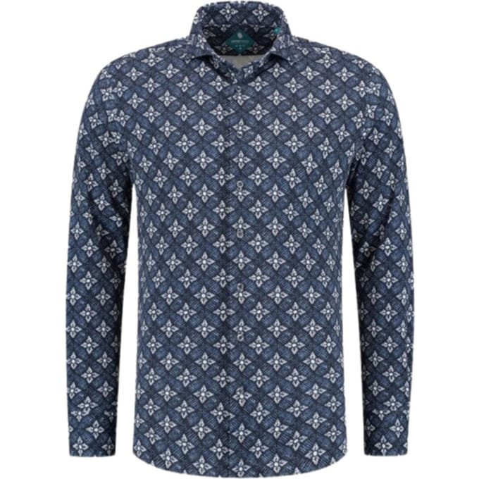 District Indigo  Lange Mouw Overhemden Donkerblauw 7.42.025.782