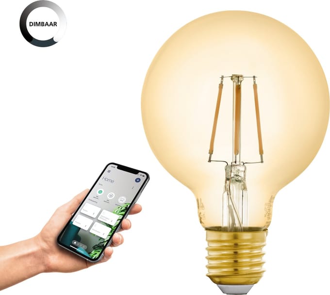 EGLO connect.z Smart LED Lamp - E27 - Ø 8 cm - G80 - 2200K - Dimbaar - Zigbee