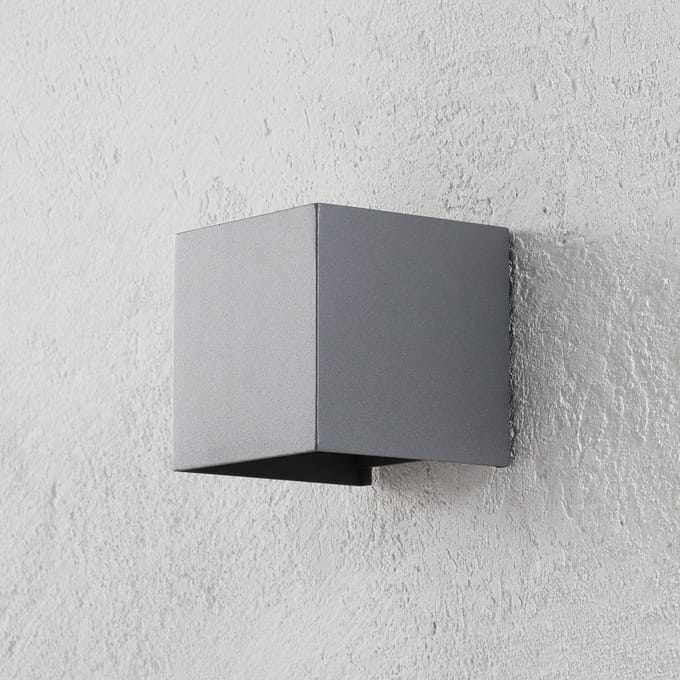 ORION LED buiten wandlamp Cube, antraciet, metaal, 10 cm, up/down