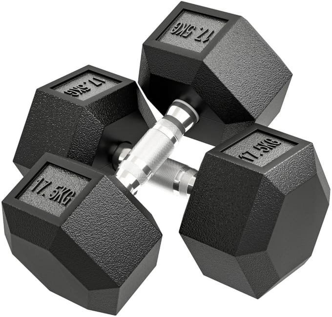 Kurzhantel - 35 kg - Rutschfest - Zwart/Silber