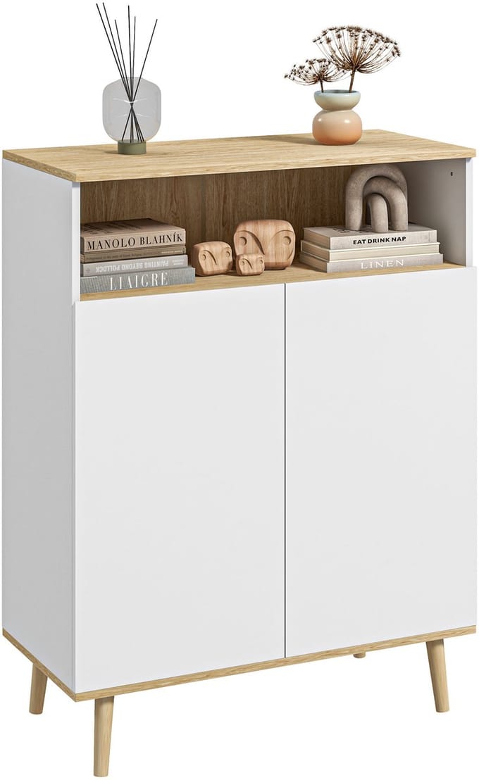HOMCOM-Dressoir-Hout-80x38x102cm-Wit