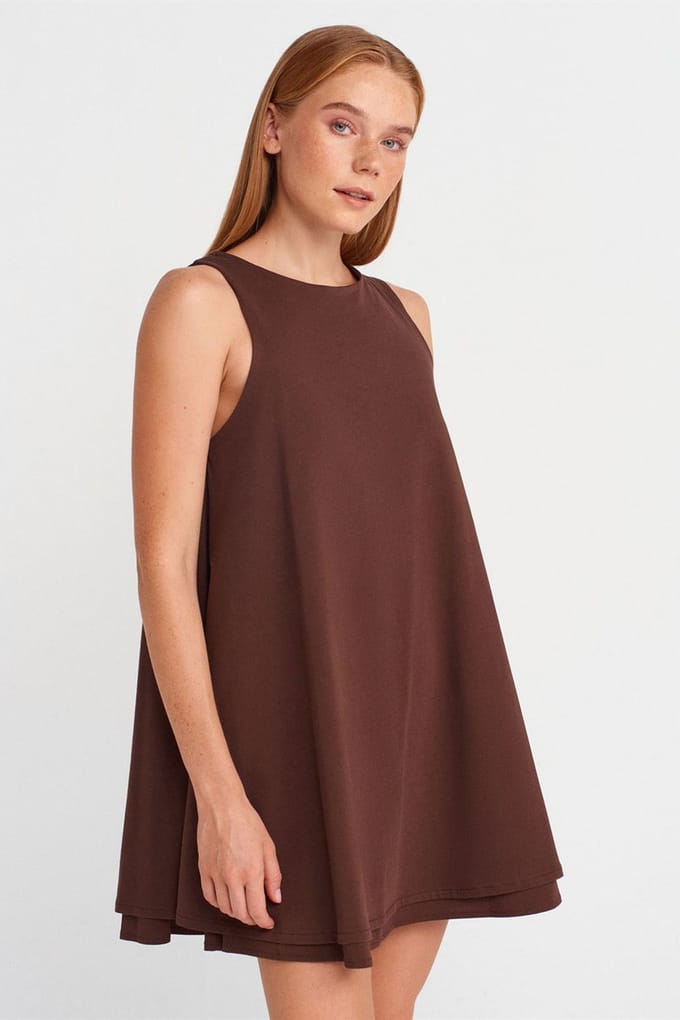 Katoenen Poplin Mouwloze Mini Shiftjurk