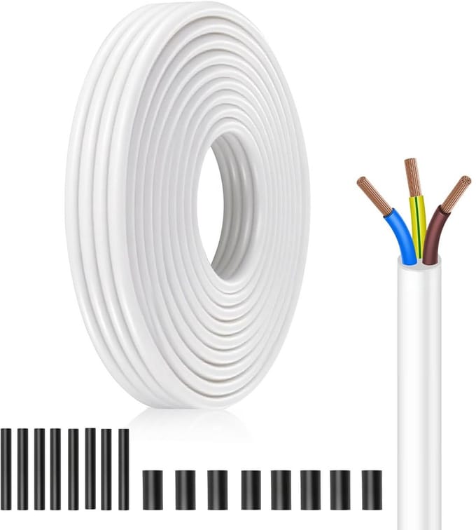 PVC Elektrische Leiding - Aansluitkabel Mantel Kabel - Elektrische Installatie - VDE-Certificering - 10 meter - Wit