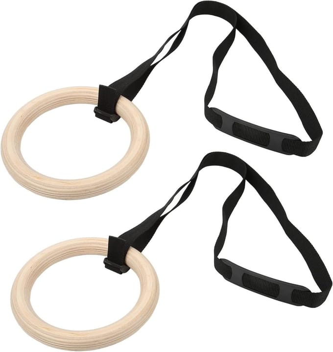 Houten Gymnastiekringen voor Calisthenics Workout thuis - Verstelbare Straps - 350 lbs Capaciteit