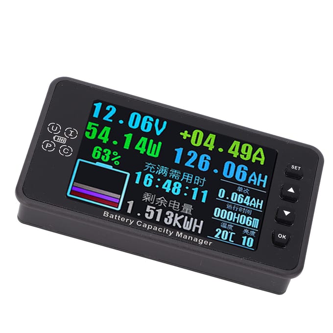 8?120V 0.06?300A 3.5in Kleurendisplay Batterijmonitor Batterijcapaciteitsmanager voor Zuur Lithium-ion black