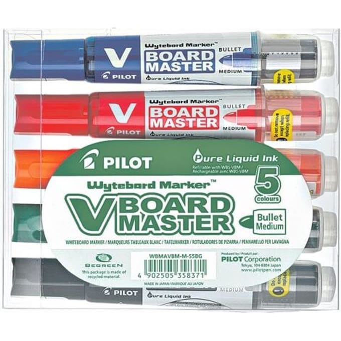 Pilot V-Board Master – Whiteboard Marker 5x Set – Medium Bullet Tip