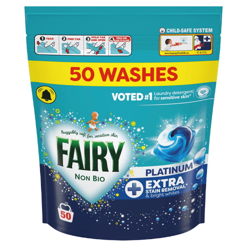Fairy Non Bio Platinum Extra Stain Removal Wasmiddelcapsules - 50 stuks
