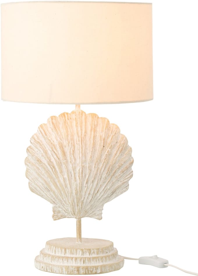 J-Line tafellamp Zeeschelp - polyresin - wit/naturel