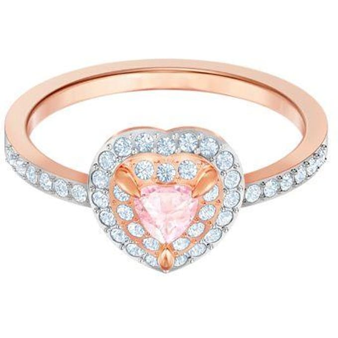 Swarovski One Ring Roze Oceaan Hart Vergulde Ring Damesring Roségoud 5470690 Box (Random Color),50 white