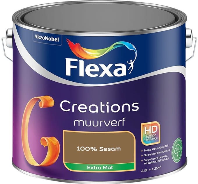 Flexa - Creations Muurverf Extra Mat - 100% Sesam - Mengverf - 2,5 L
