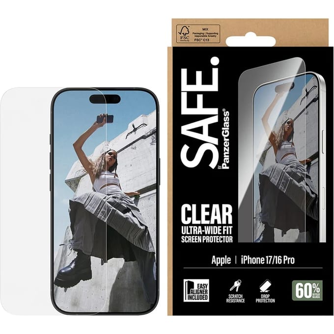 PanzerGlass PANZERGLASS - SAFE. Screen Protector iPhone 17/16 Pro Ultra-Wide Fit SA60858 Screenprotector (glas) Apple IPhone 17, iPhone 16 Pro 1...