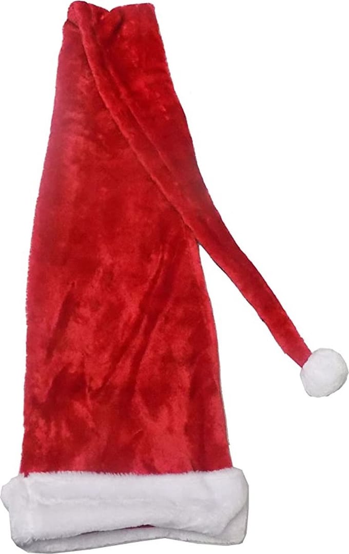 Extra lange luxe Kerstmuts met bond XXL - Rood - 145 cm