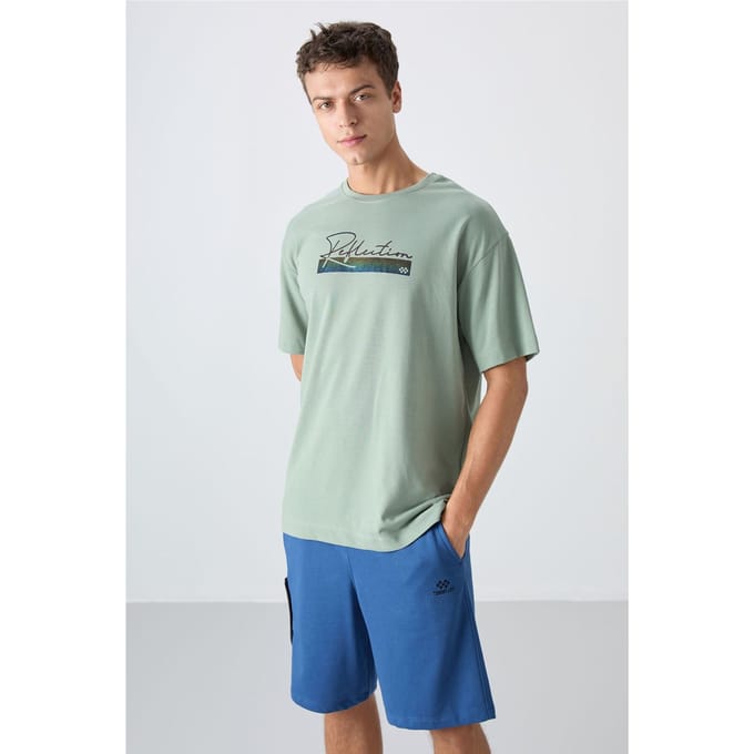 Overmaat Geprinte Katoenmix T-Shirt