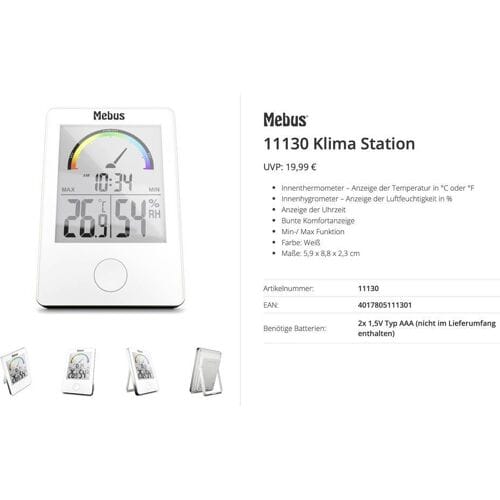 Mebus 11130 Thermo- en hygrometer Wit