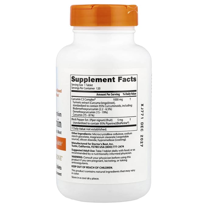 Doctor'S Best, Hoge Absorptie Curcumine, 1.000Mg, 120 Tabletten