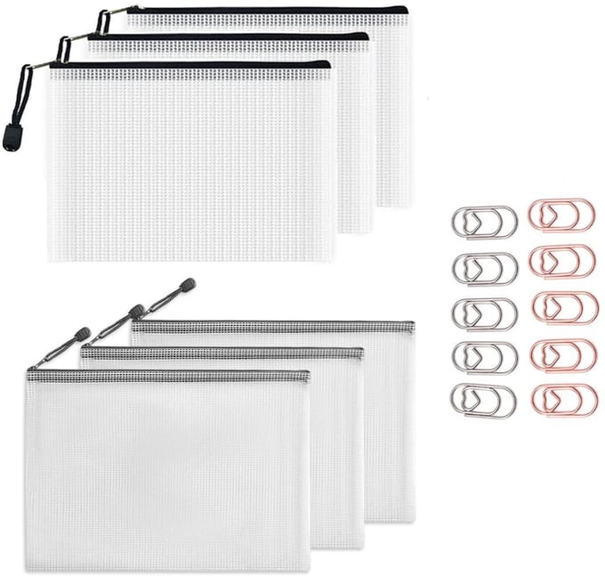 Dailygoods- Documententas Waterdicht - A5-bestandsvakken - Documentenhouder - Dossiermap - Transparant Kunststof - Inclusief Paperclips - Documentenmap