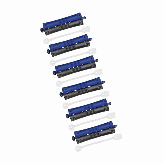 Lot de 6 bigoudis chauffants pour cheveux ondulés, avec élastique, outil de coiffure #3 No. 3 blue