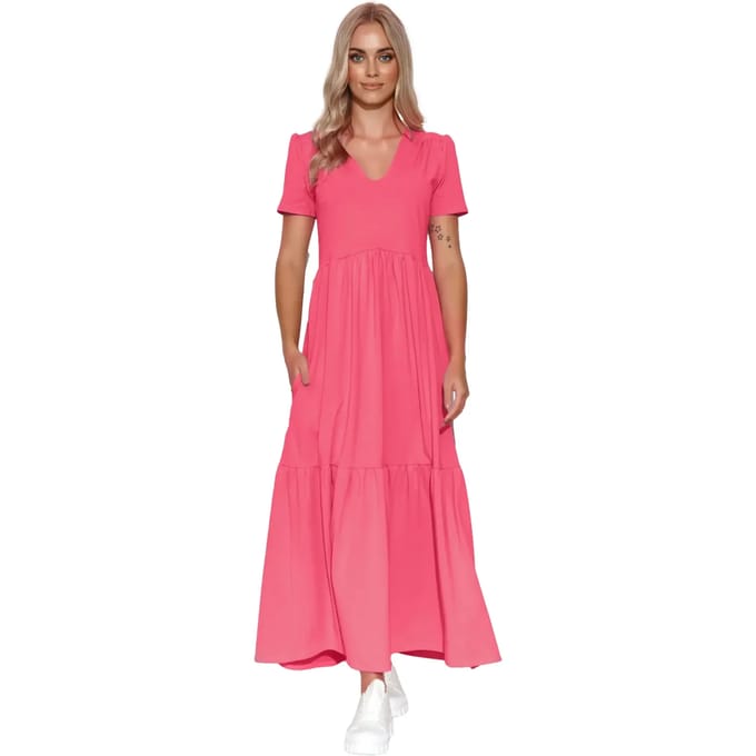 Maxi jurk met v-hals voor dames Makadamia