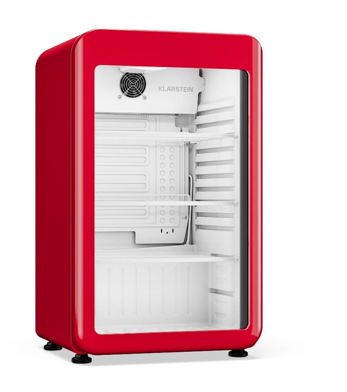 Klarstein Audrey Evo drankenkoelkast 95 L – Drankenkoeling met glazen deur, ledverlichting, regelbare temperatuur 0-10 °C, 3 schappen, stille werking