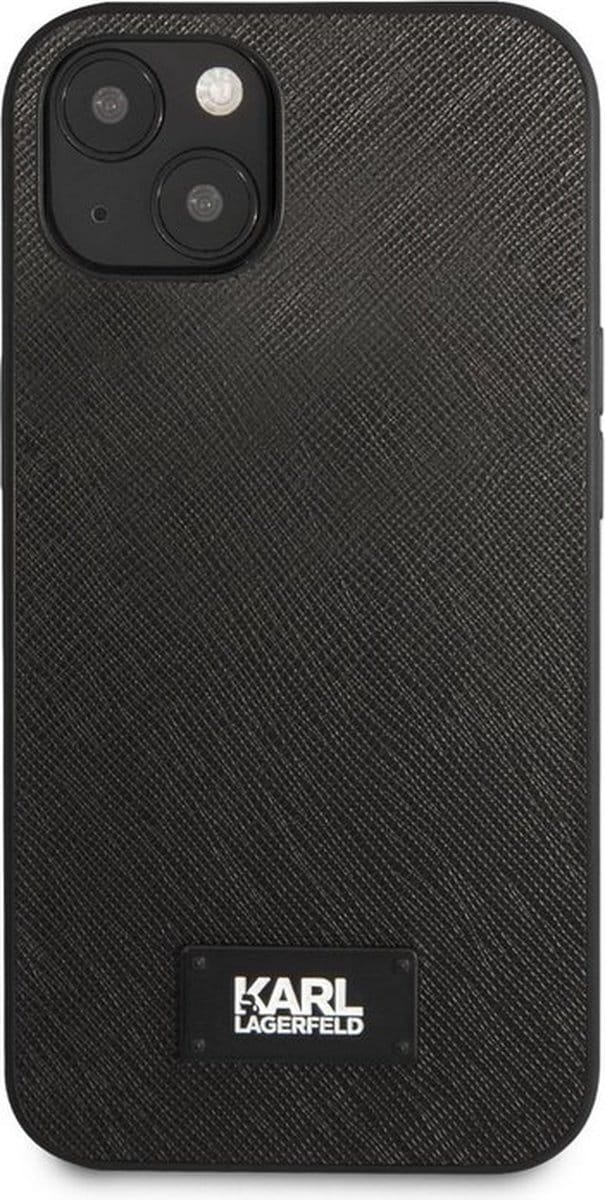Karl Lagerfeld Saffiano Plaque Back Case - Geschikt voor Apple iPhone 13 (6.1") - Zwart