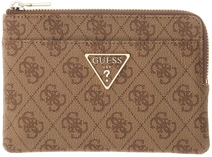 GUESS kaarthoes sleutelgeval Laurel II SLG Key Ring Pouch Latte Logo Lichtbruin