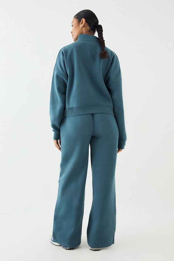 Dames DSGN Studio Sport Funnel Neck Zip Through Bomber Trainingspak | Groenblauw | Maat: XL