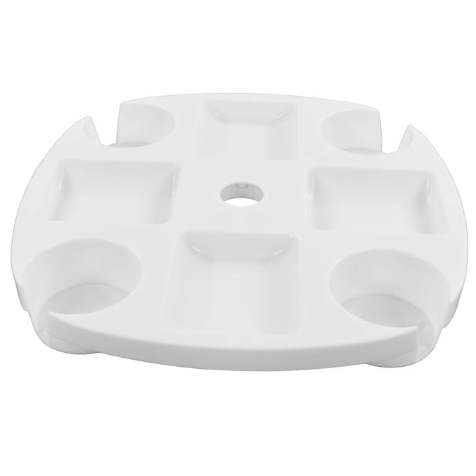 Strandparasol Tafelblad Wit Rond Parasolblad met 4 Bekerhouders voor Snack Drank white