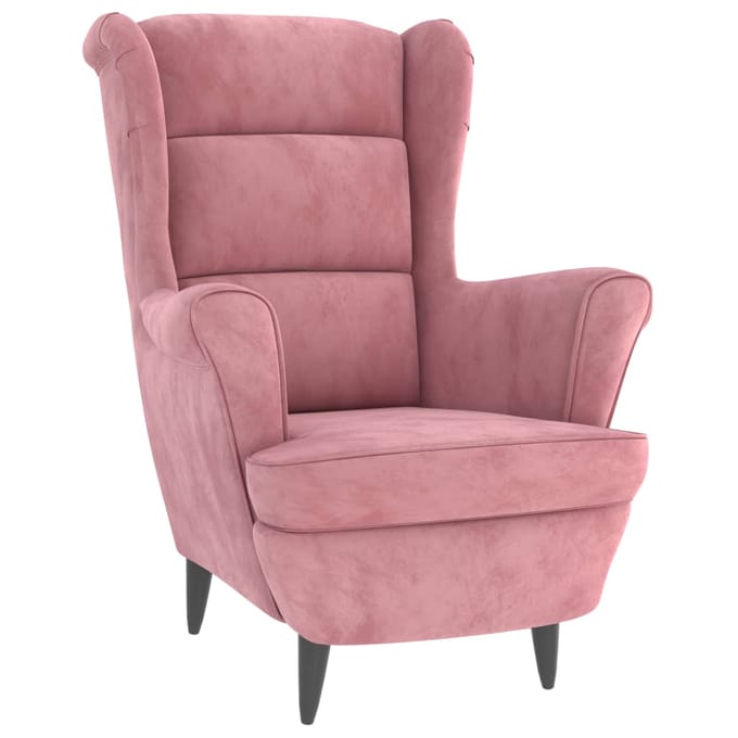 vidaXL - Fauteuil - met - voetenbank - fluweel - roze